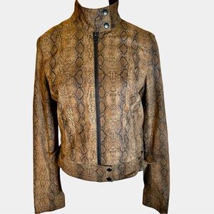 What Goes Around Comes Around Tan Snake Print Leather Jacket